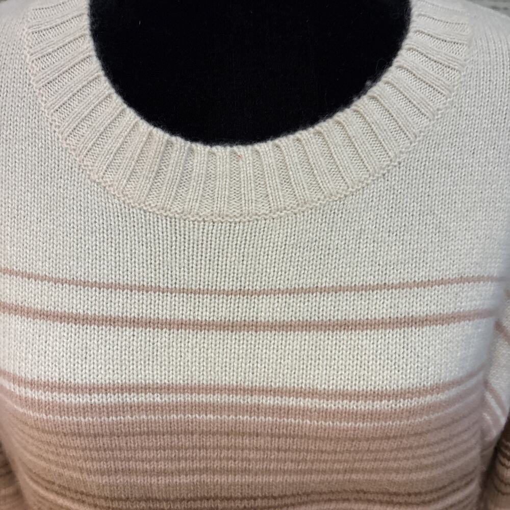 Haven Well Within Cashmere Sweater Size L cream neutral color stripe thick knit - Picture 2 of 10